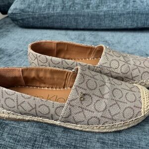 Calvin Klein Taupe Monogram Espadrille Flats